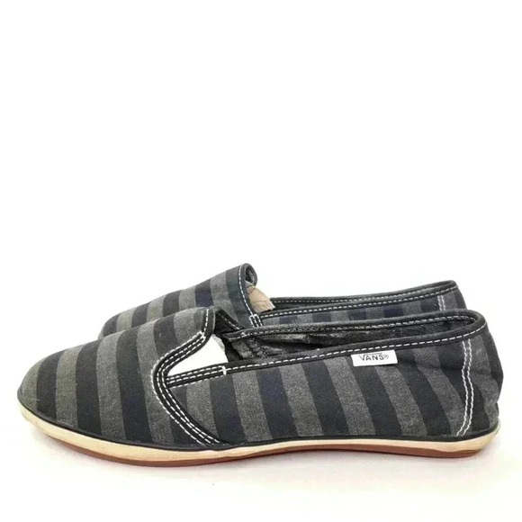 Vans Canvas Striped Slip On Ballet Shoes - 7 - Picture 1 of 10